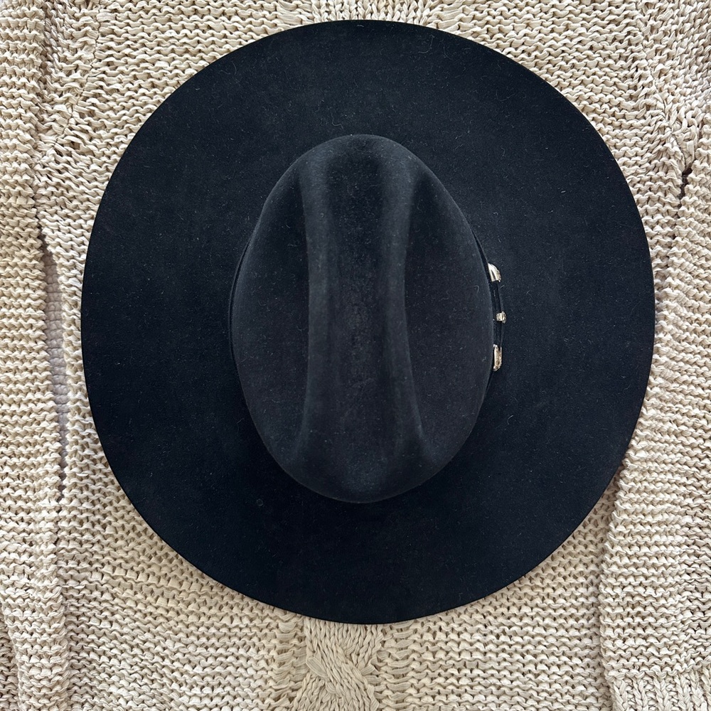 Stetson El Patron 30X Black felt Cowboy Hat with sterling buckle - Picture 1 of 11